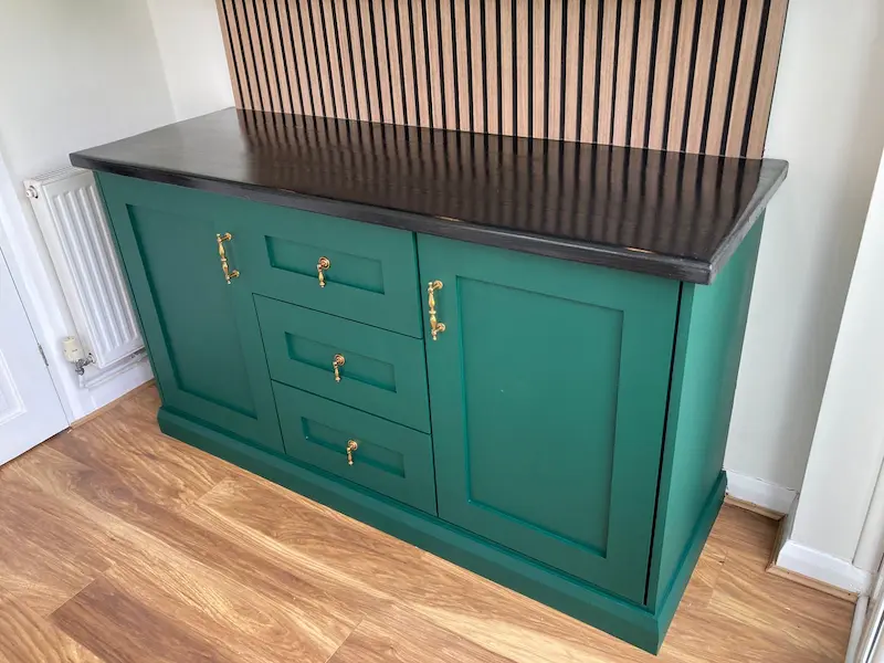 Drinks cabinet base with cupboards and drawers