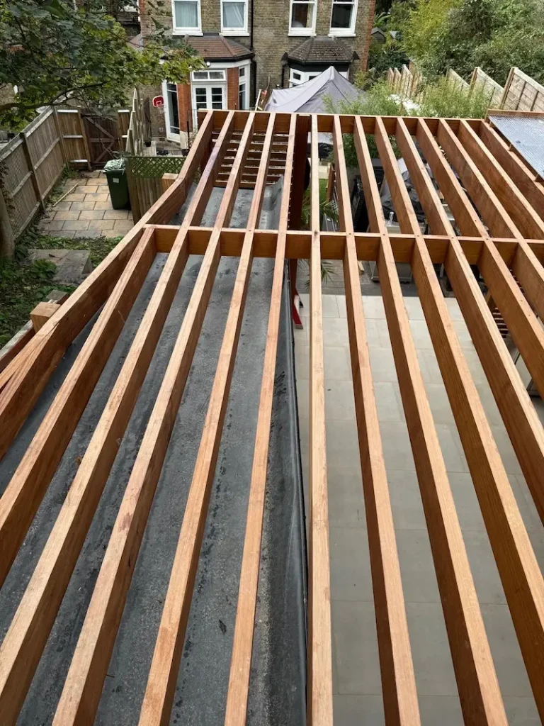 Roof section lined with grp