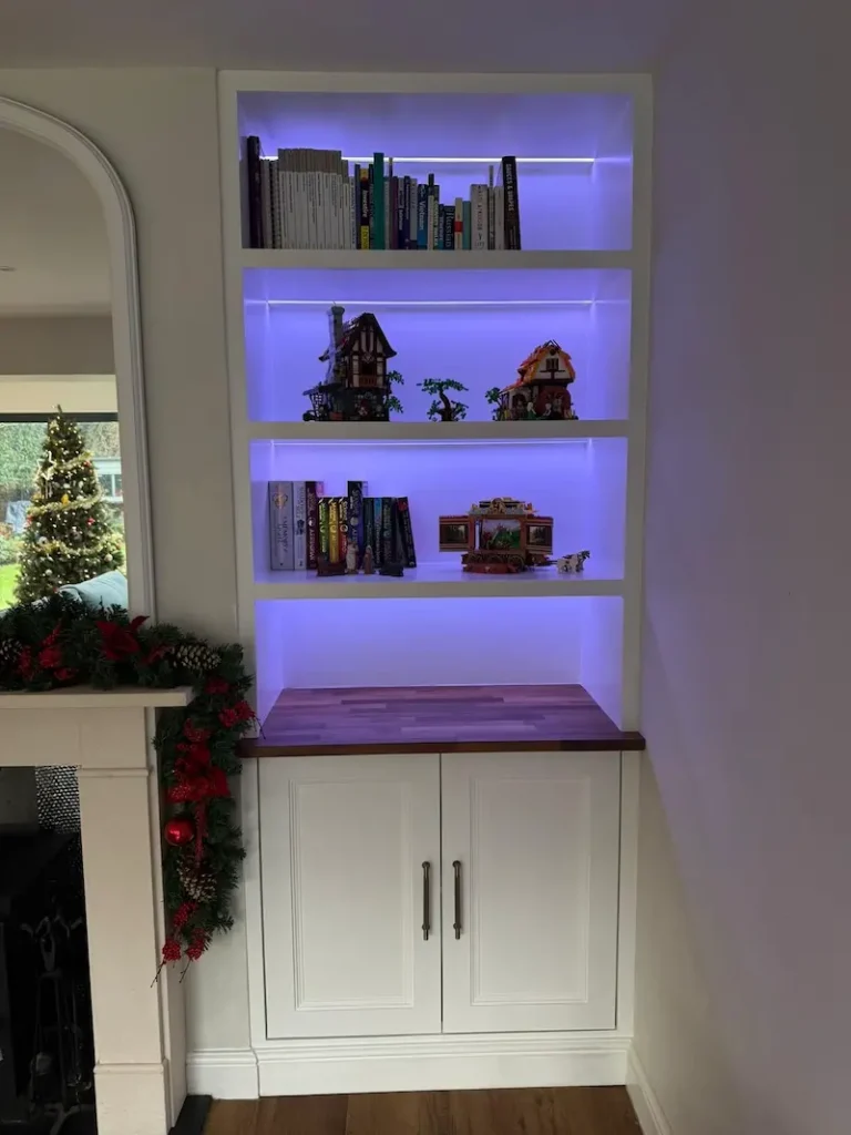 Bespoke cabinet and shelving with ambient backlight