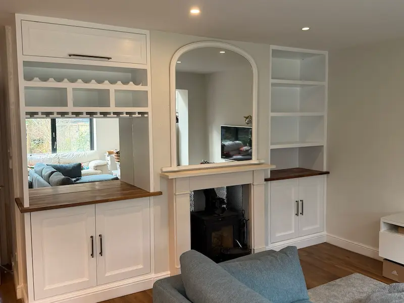 Leechcroft carpentry design and build bespoke made to measure alcove furniture, home bars and more throughout kent