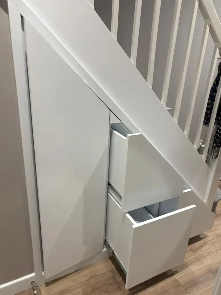 Understairs storage with pull out drawers