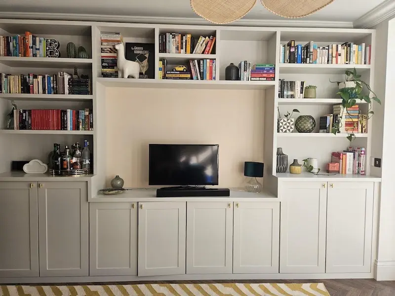 Bespoke media wall in tonbridge with rom to upgrade to larger tv