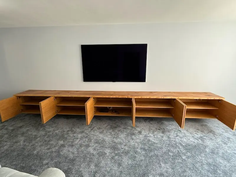 Solid oak tv entertainment center